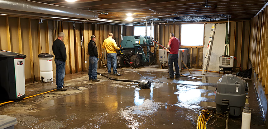 Cleaning Sewage From Basement Floor in Buford